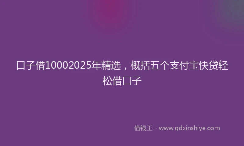口子借10002025年精选，概括五个支付宝快贷轻松借口子