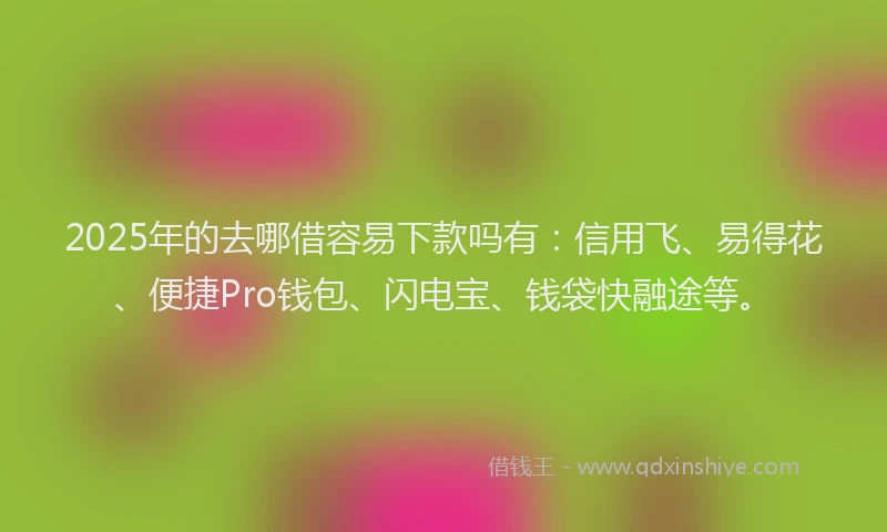 2025年的去哪借容易下款吗有：信用飞、易得花、便捷Pro钱包、闪电宝、钱袋快融途等。