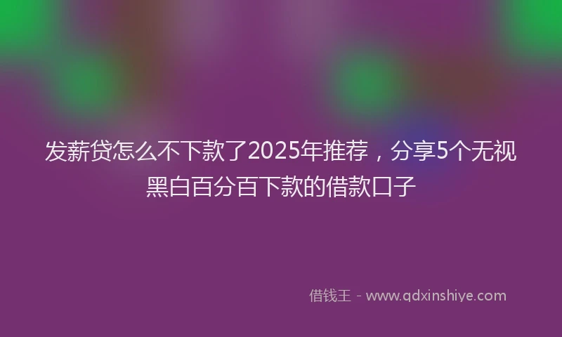 发薪贷怎么不下款了2025年推荐，分享5个无视黑白百分百下款的借款口子