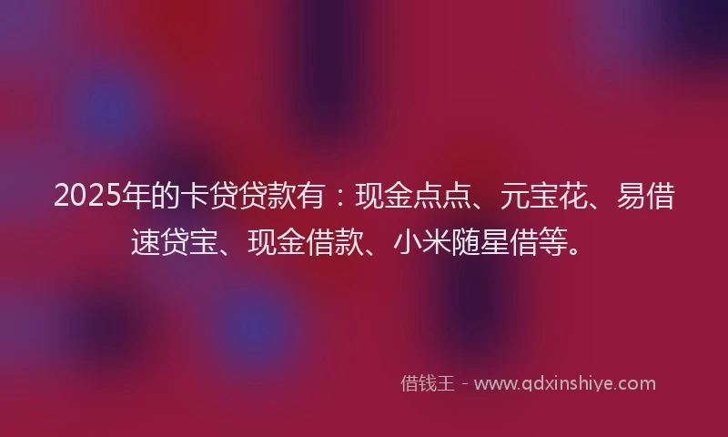 2025年的卡贷贷款有：现金点点、元宝花、易借速贷宝、现金借款、小米随星借等。