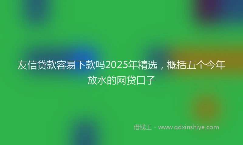 友信贷款容易下款吗2025年精选，概括五个今年放水的网贷口子