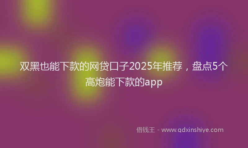 双黑也能下款的网贷口子2025年推荐，盘点5个高炮能下款的app