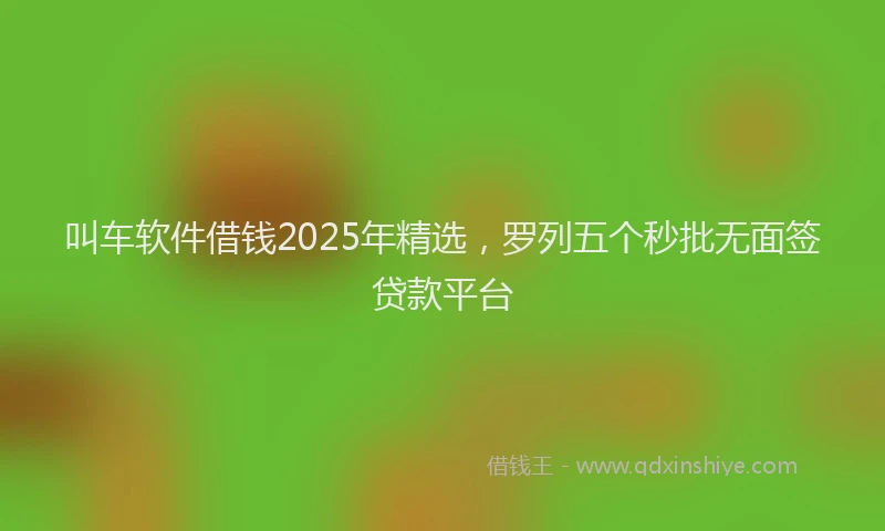 叫车软件借钱2025年精选，罗列五个秒批无面签贷款平台