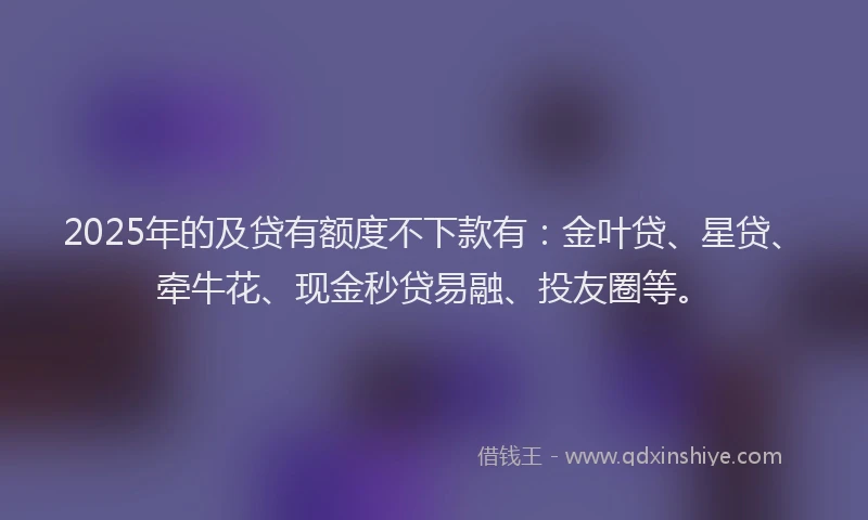 2025年的及贷有额度不下款有：金叶贷、星贷、牵牛花、现金秒贷易融、投友圈等。