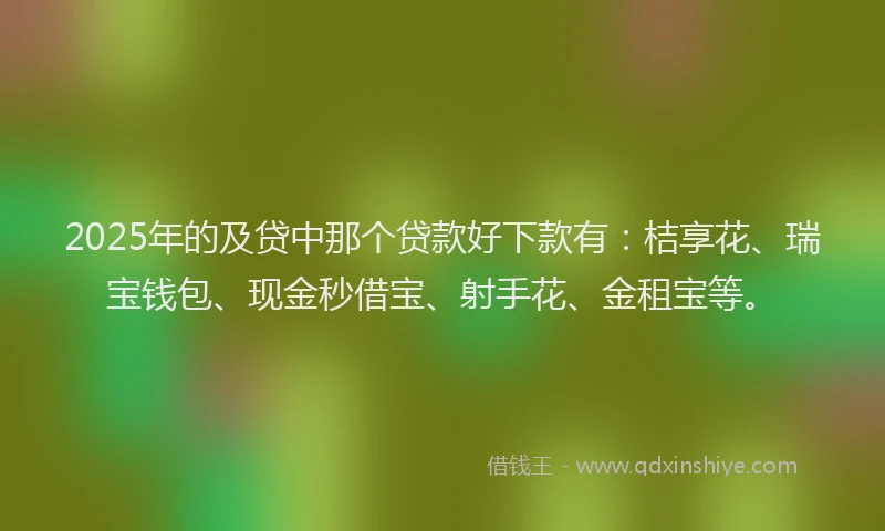 2025年的及贷中那个贷款好下款有：桔享花、瑞宝钱包、现金秒借宝、射手花、金租宝等。