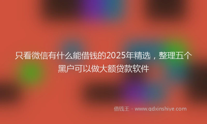 只看微信有什么能借钱的2025年精选，整理五个黑户可以做大额贷款软件