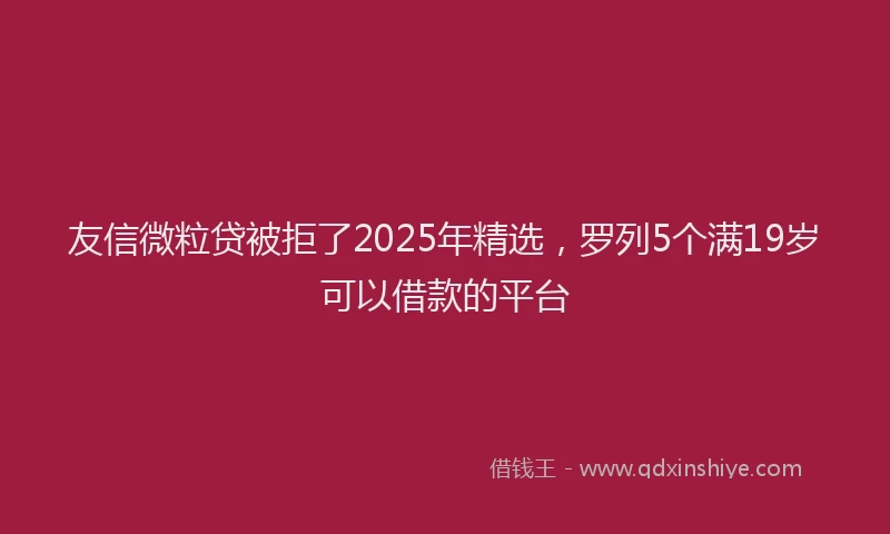 友信微粒贷被拒了2025年精选，罗列5个满19岁可以借款的平台