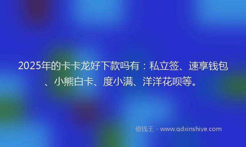2025年的卡卡龙好下款吗有：私立签、速享钱包、小熊白卡、度小满、洋洋花呗等。
