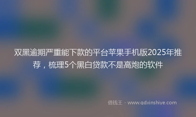 双黑逾期严重能下款的平台苹果手机版2025年推荐，梳理5个黑白贷款不是高炮的软件