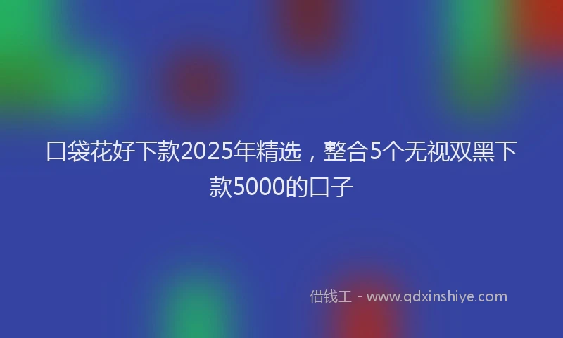 口袋花好下款2025年精选，整合5个无视双黑下款5000的口子
