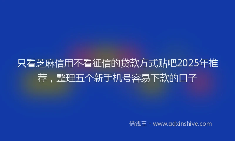 只看芝麻信用不看征信的贷款方式贴吧2025年推荐，整理五个新手机号容易下款的口子