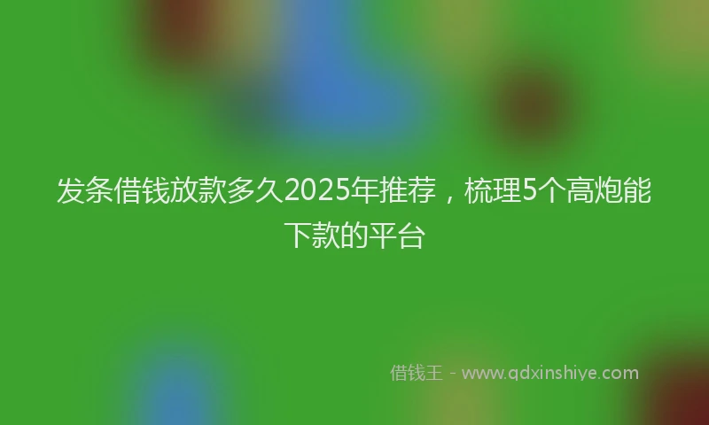 发条借钱放款多久2025年推荐，梳理5个高炮能下款的平台