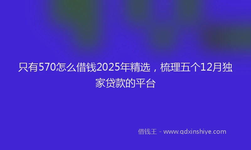 只有570怎么借钱2025年精选，梳理五个12月独家贷款的平台