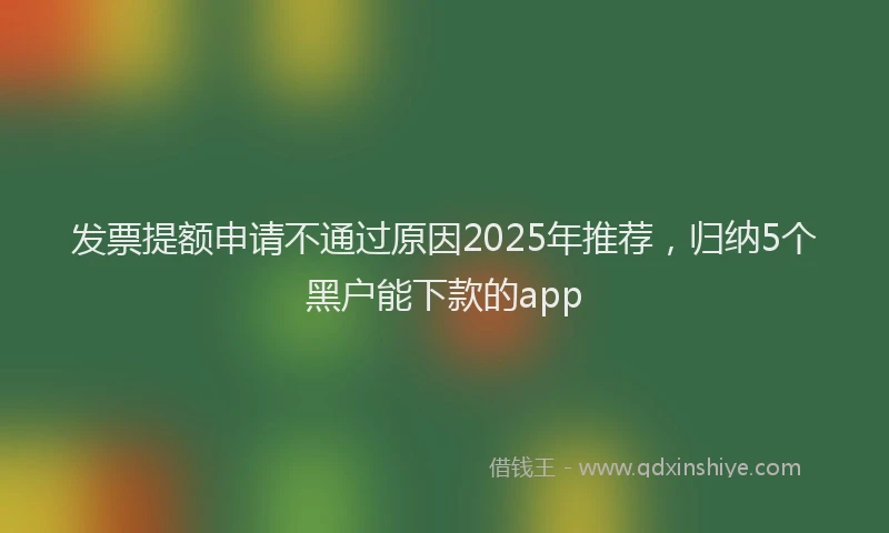 发票提额申请不通过原因2025年推荐，归纳5个黑户能下款的app