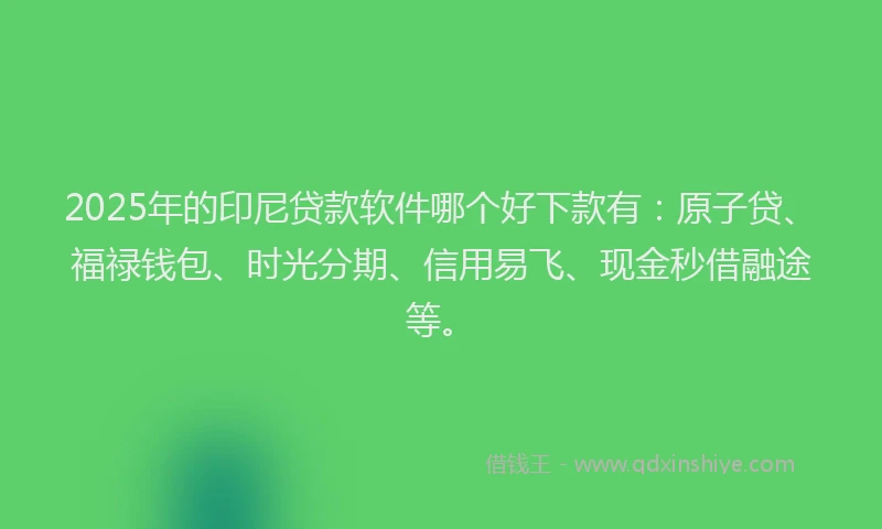 2025年的印尼贷款软件哪个好下款有：原子贷、福禄钱包、时光分期、信用易飞、现金秒借融途等。