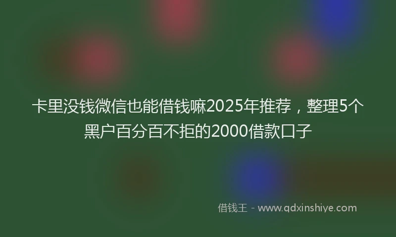 卡里没钱微信也能借钱嘛2025年推荐，整理5个黑户百分百不拒的2000借款口子