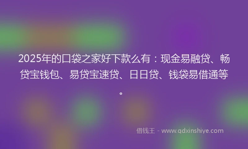2025年的口袋之家好下款么有：现金易融贷、畅贷宝钱包、易贷宝速贷、日日贷、钱袋易借通等。