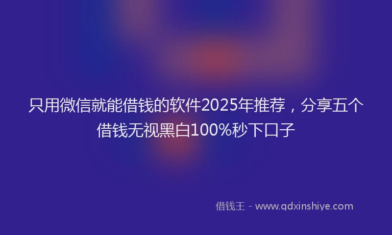 只用微信就能借钱的软件2025年推荐，分享五个借钱无视黑白100%秒下口子