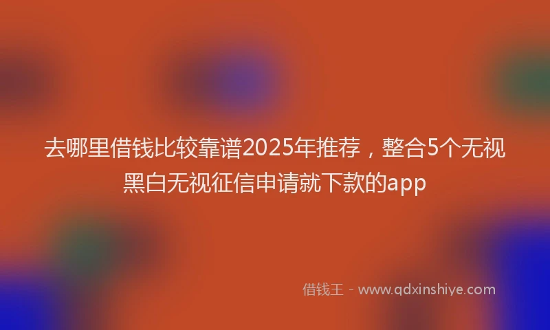 去哪里借钱比较靠谱2025年推荐，整合5个无视黑白无视征信申请就下款的app
