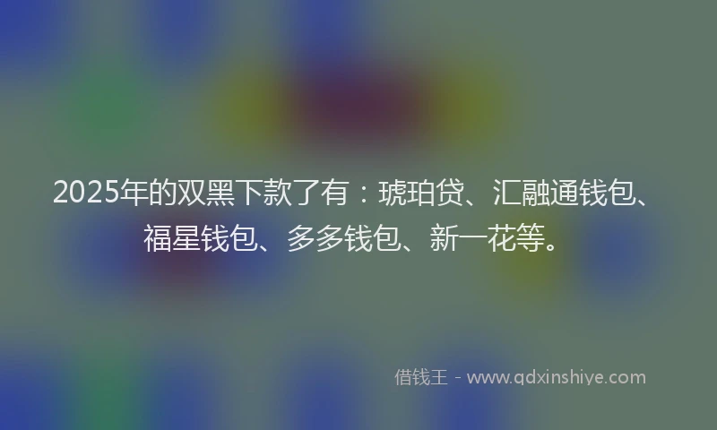 2025年的双黑下款了有：琥珀贷、汇融通钱包、福星钱包、多多钱包、新一花等。