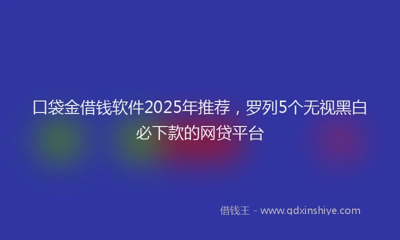 口袋金借钱软件2025年推荐，罗列5个无视黑白必下款的网贷平台