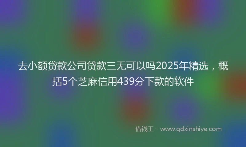 去小额贷款公司贷款三无可以吗2025年精选，概括5个芝麻信用439分下款的软件