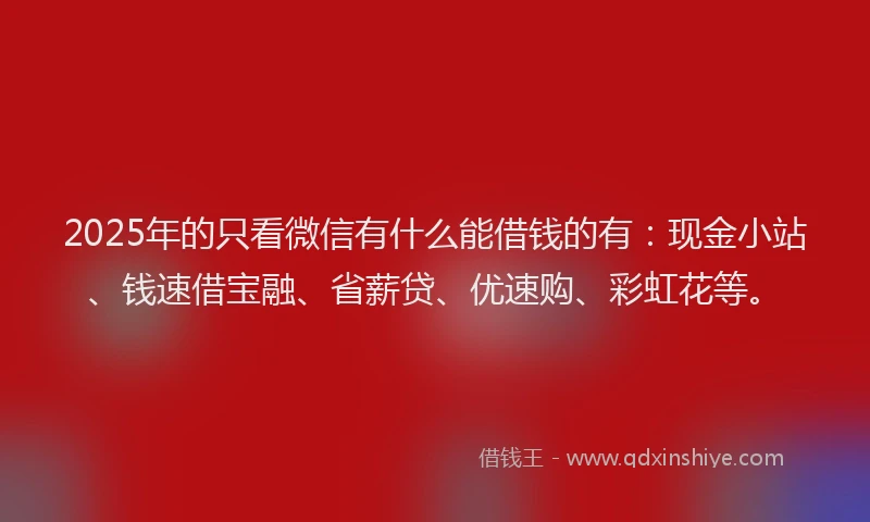 2025年的只看微信有什么能借钱的有：现金小站、钱速借宝融、省薪贷、优速购、彩虹花等。