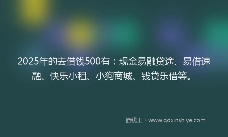 2025年的去借钱500有：现金易融贷途、易借速融、快乐小租、小狗商城、钱贷乐借等。