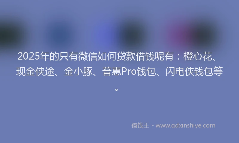 2025年的只有微信如何贷款借钱呢有：橙心花、现金侠途、金小豚、普惠Pro钱包、闪电侠钱包等。