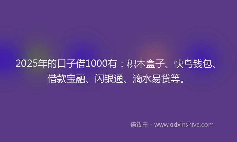 2025年的口子借1000有：积木盒子、快鸟钱包、借款宝融、闪银通、滴水易贷等。
