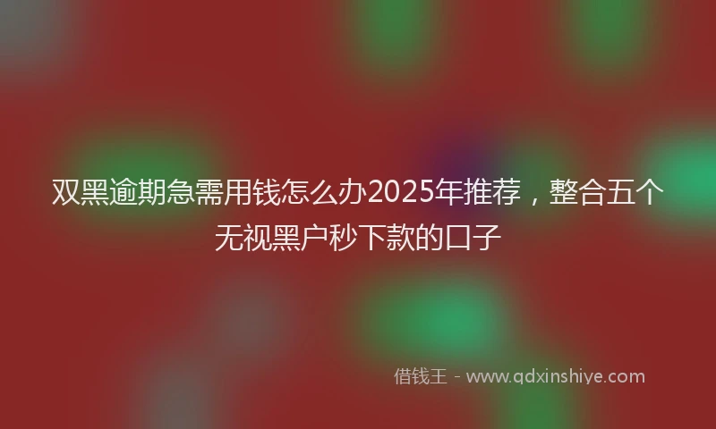 双黑逾期急需用钱怎么办2025年推荐，整合五个无视黑户秒下款的口子