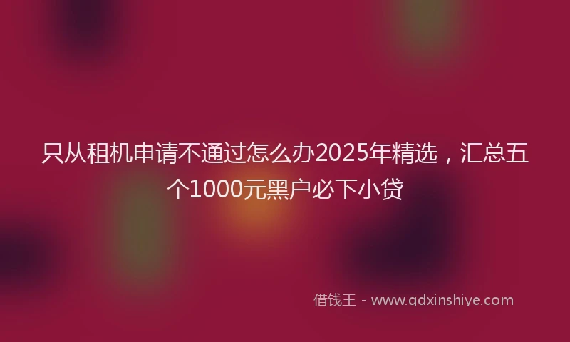 只从租机申请不通过怎么办2025年精选，汇总五个1000元黑户必下小贷