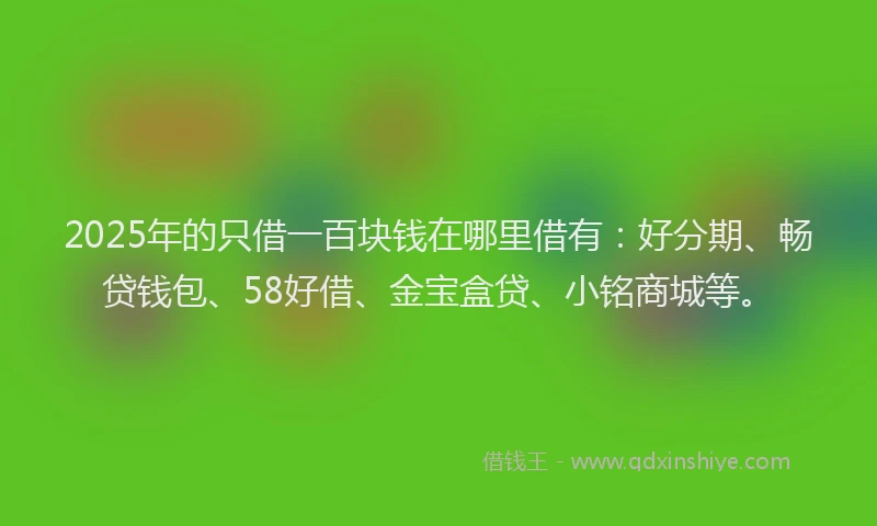 2025年的只借一百块钱在哪里借有：好分期、畅贷钱包、58好借、金宝盒贷、小铭商城等。