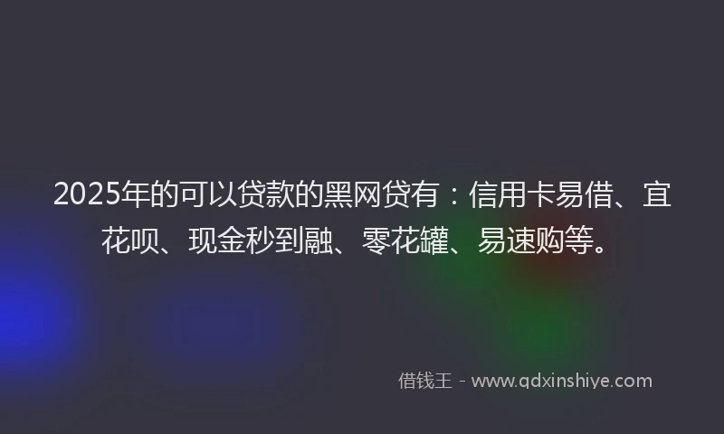 2025年的可以贷款的黑网贷有：信用卡易借、宜花呗、现金秒到融、零花罐、易速购等。
