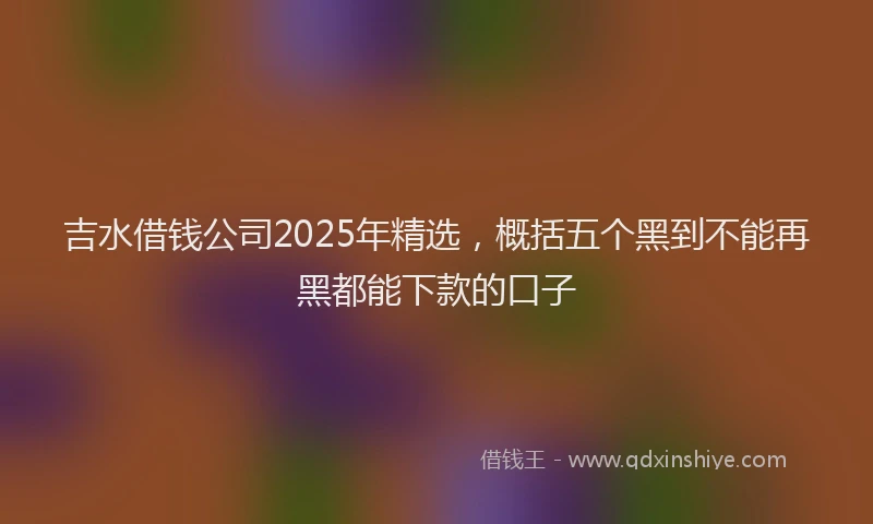 吉水借钱公司2025年精选，概括五个黑到不能再黑都能下款的口子