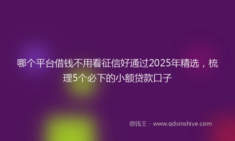哪个平台借钱不用看征信好通过2025年精选,梳理5个必下的小额贷款口子