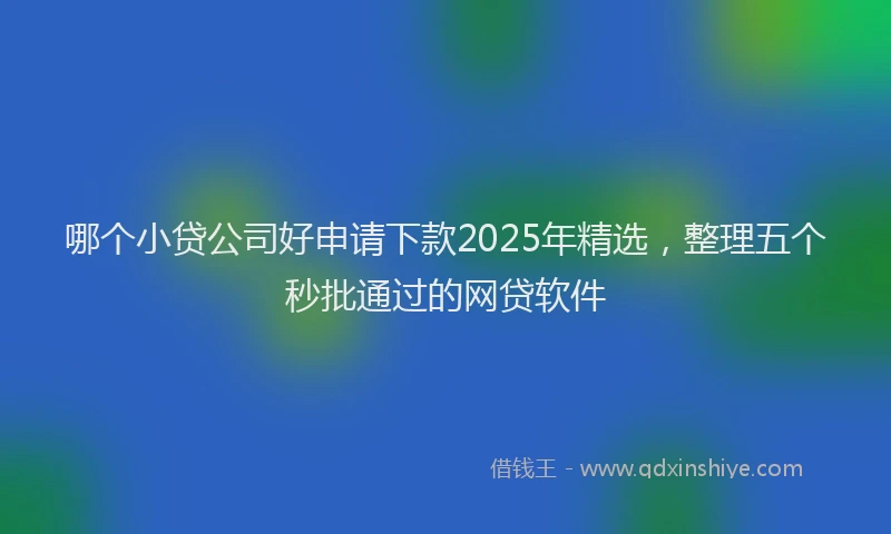 哪个小贷公司好申请下款2025年精选，整理五个秒批通过的网贷软件