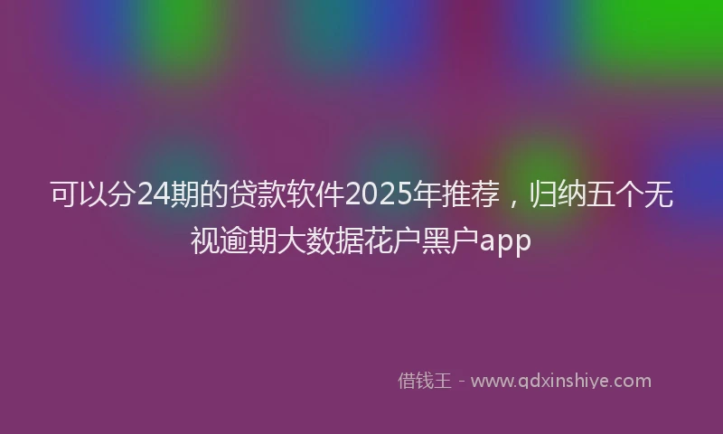 可以分24期的贷款软件2025年推荐，归纳五个无视逾期大数据花户黑户app