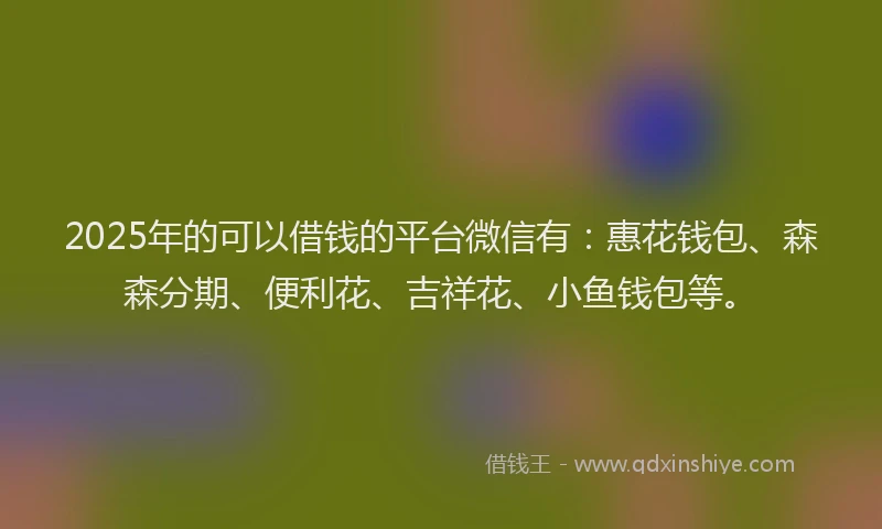 2025年的可以借钱的平台微信有：惠花钱包、森森分期、便利花、吉祥花、小鱼钱包等。