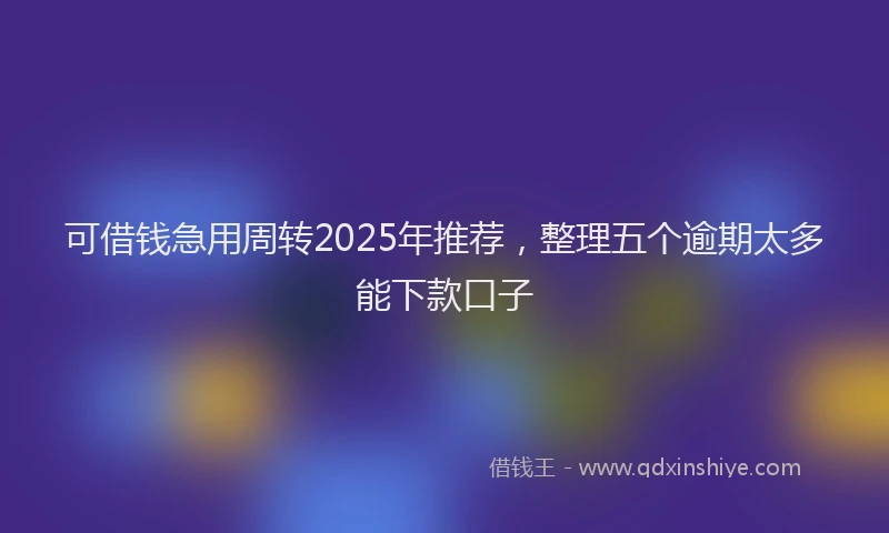 可借钱急用周转2025年推荐，整理五个逾期太多能下款口子