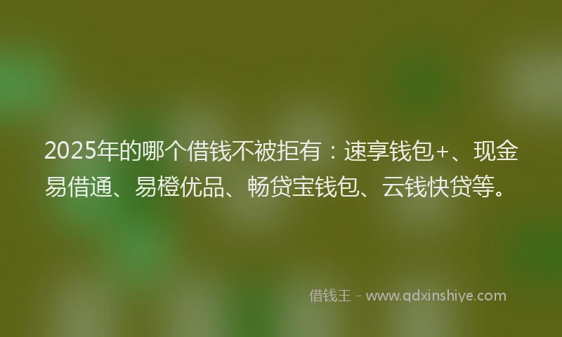 2025年的哪个借钱不被拒有：速享钱包+、现金易借通、易橙优品、畅贷宝钱包、云钱快贷等。
