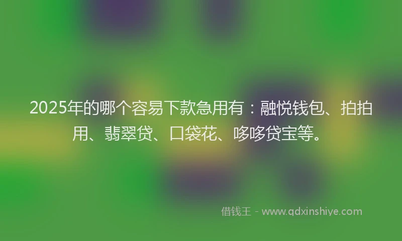 2025年的哪个容易下款急用有：融悦钱包、拍拍用、翡翠贷、口袋花、哆哆贷宝等。