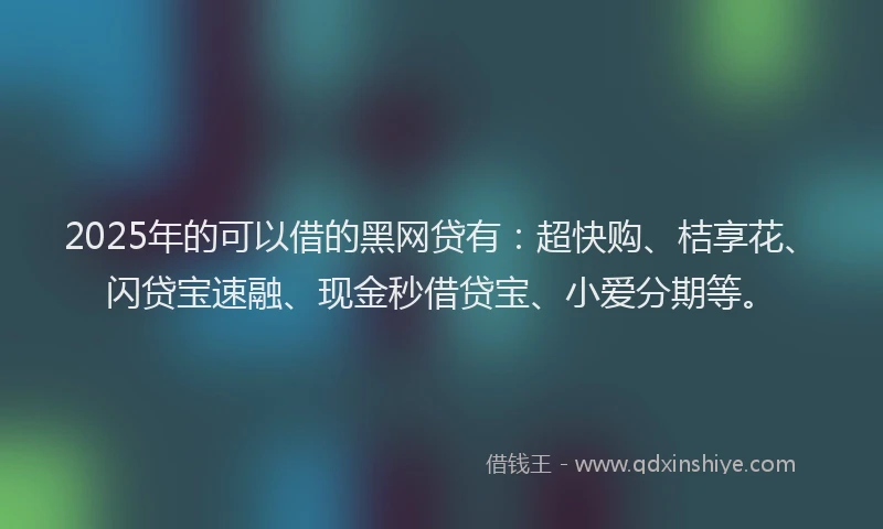 2025年的可以借的黑网贷有：超快购、桔享花、闪贷宝速融、现金秒借贷宝、小爱分期等。