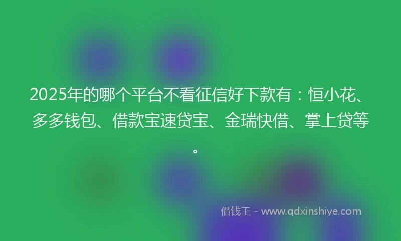 2025年的哪个平台不看征信好下款有：恒小花、多多钱包、借款宝速贷宝、金瑞快借、掌上贷等。