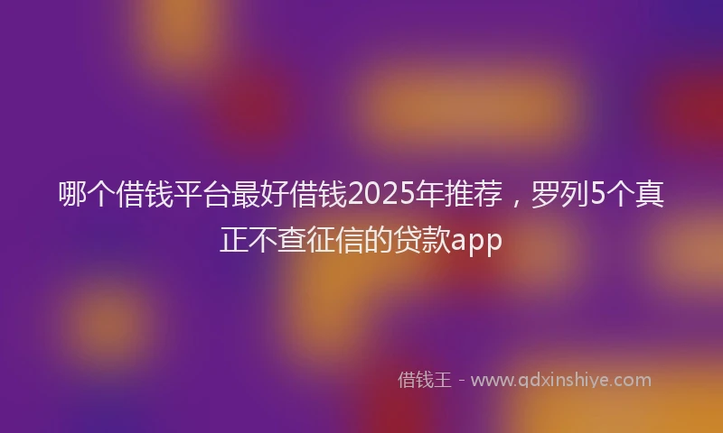 哪个借钱平台最好借钱2025年推荐，罗列5个真正不查征信的贷款app
