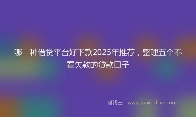 哪一种借贷平台好下款2025年推荐，整理五个不看欠款的贷款口子