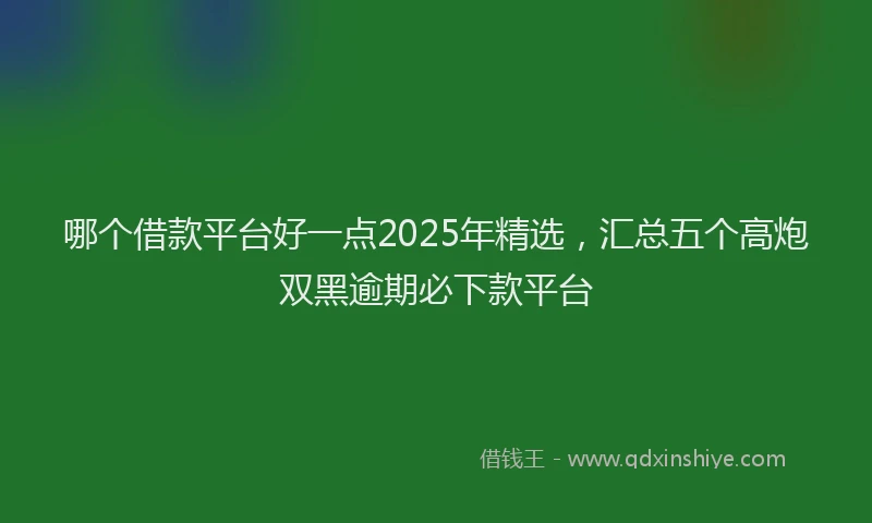 哪个借款平台好一点2025年精选，汇总五个高炮双黑逾期必下款平台