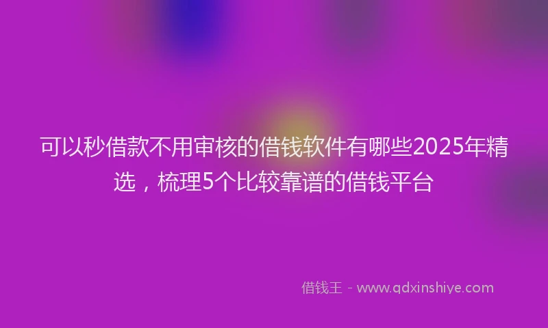 可以秒借款不用审核的借钱软件有哪些2025年精选，梳理5个比较靠谱的借钱平台