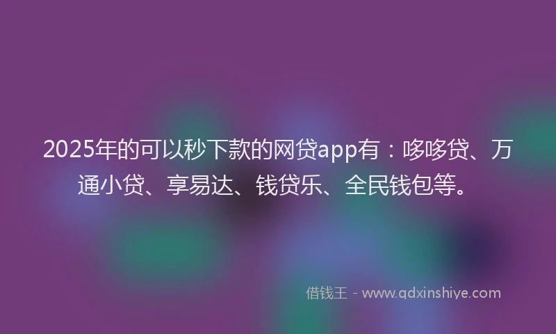 2025年的可以秒下款的网贷app有：哆哆贷、万通小贷、享易达、钱贷乐、全民钱包等。