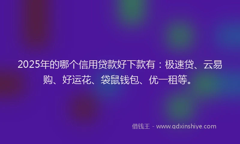 2025年的哪个信用贷款好下款有：极速贷、云易购、好运花、袋鼠钱包、优一租等。